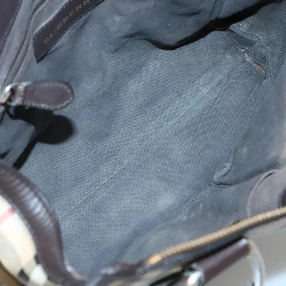 BURBERRY Nova Check Hand Bag PVC Leather 2way Beige Brown Auth 117724 - Picture 4 of 16